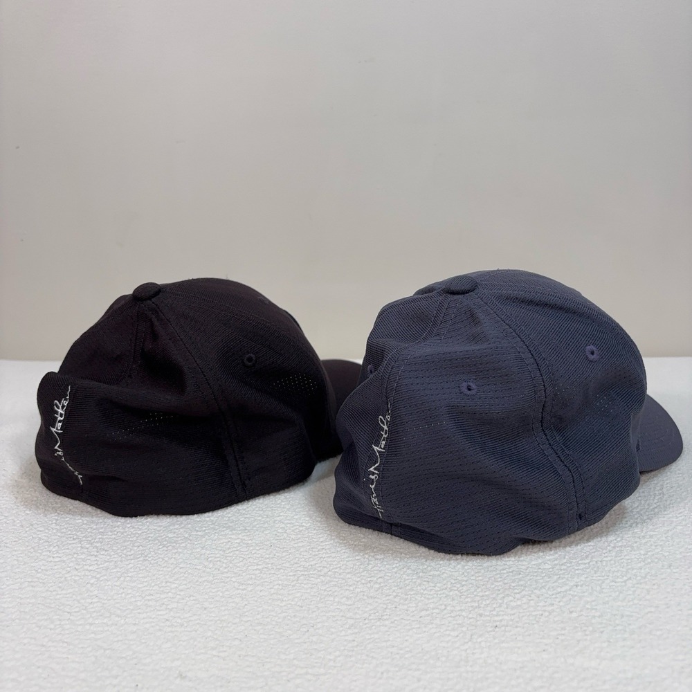 Lot of 2 Travis Mathew Logo Hat Men's S-M Blue Gray/Black FlexFit Golf Cap - Picture 6 of 16